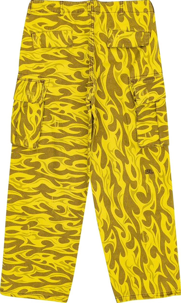 ERL Woven Printed Cargo Pants Yellow Flame