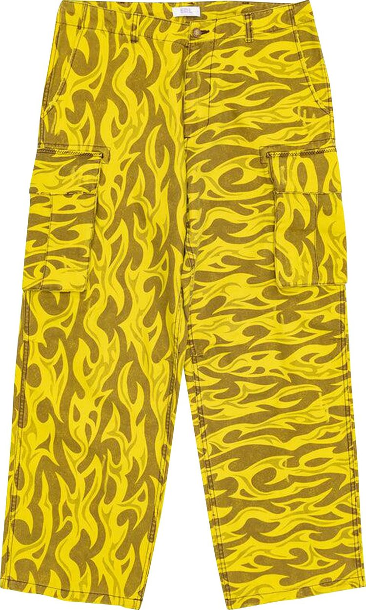 ERL Woven Printed Cargo Pants Yellow Flame