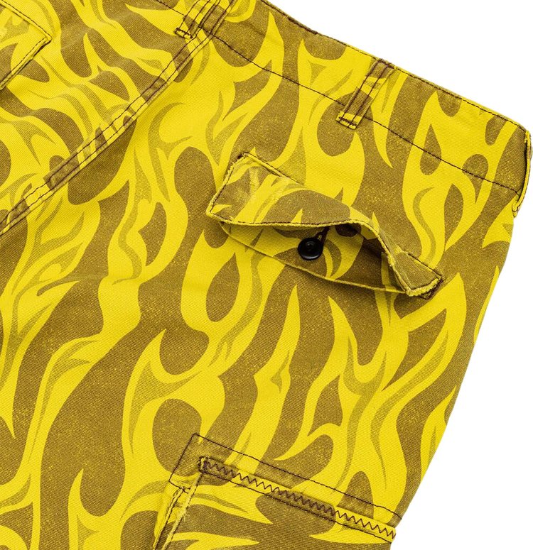 ERL Woven Printed Cargo Pants Yellow Flame