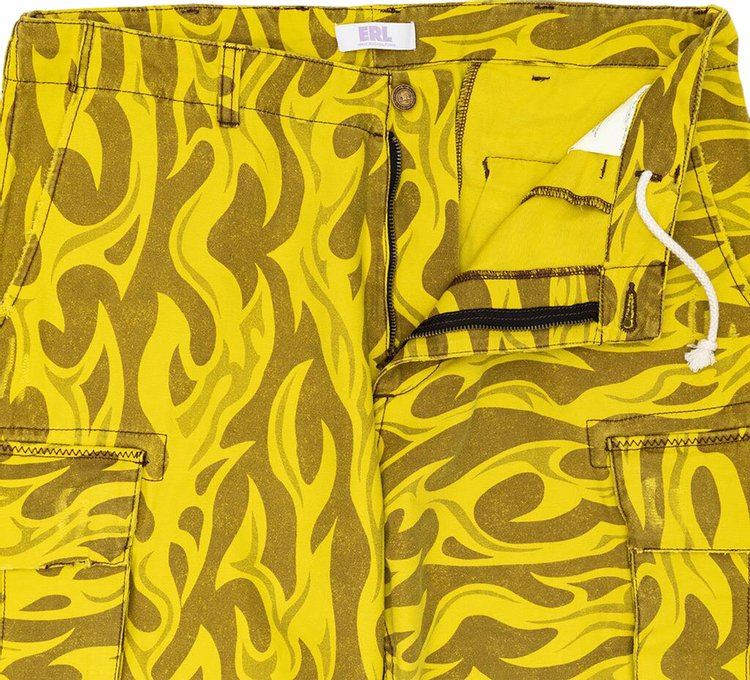 ERL Woven Printed Cargo Pants Yellow Flame