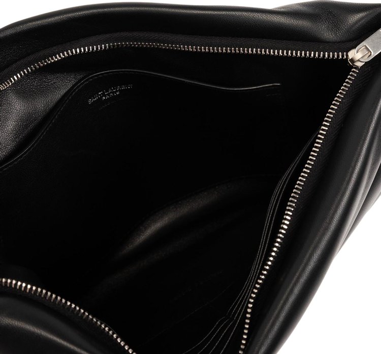 Saint Laurent Large Puffy Pouch In Lambskin Nero