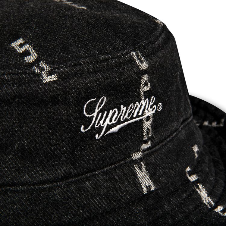 Supreme Logo Stripe Jacquard Denim Crusher Black