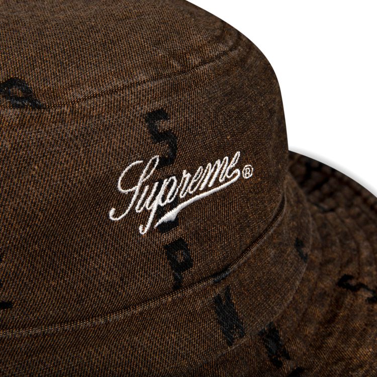 Supreme Logo Stripe Jacquard Denim Crusher Brown