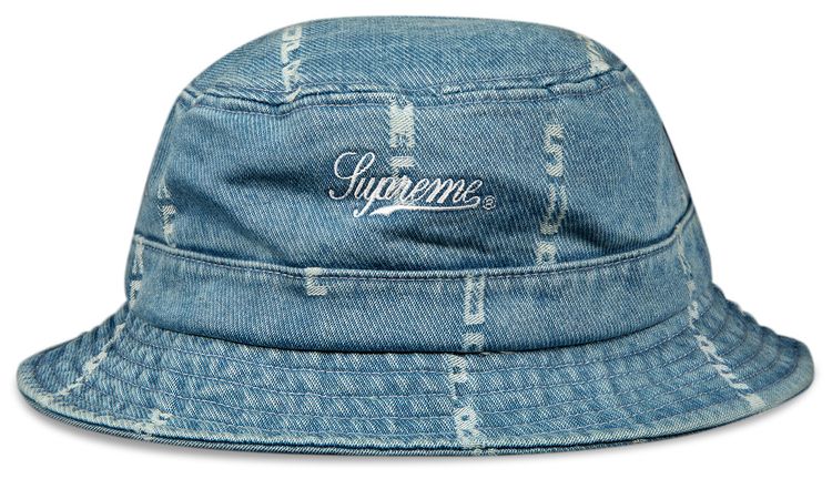 Supreme Logo Stripe Jacquard Denim Crusher Blue