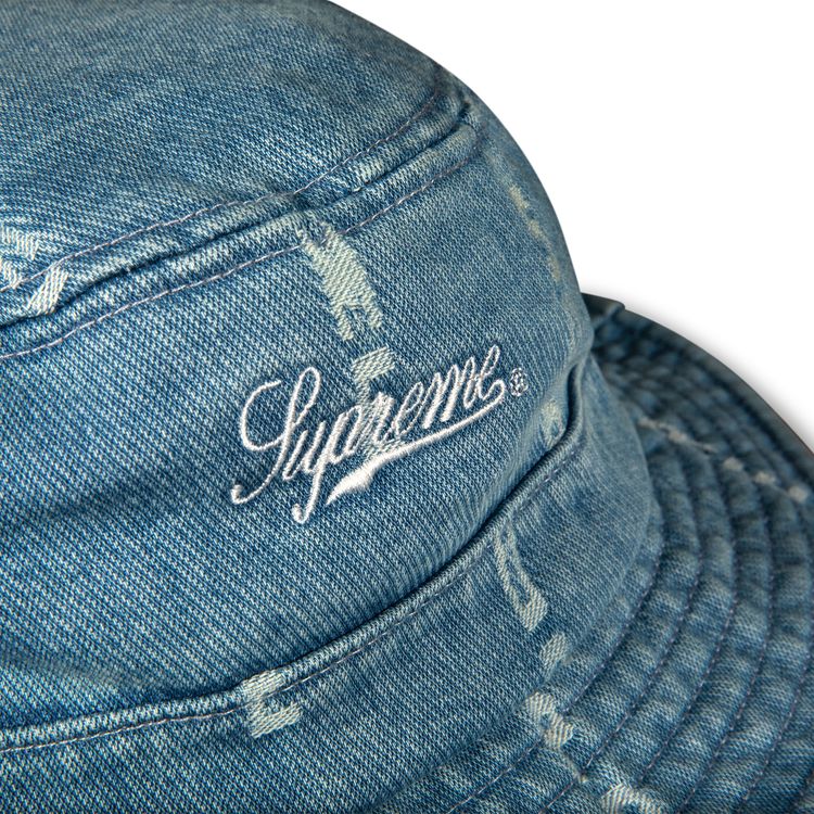 Size m/l Supreme Logo Stripe Jacquard Denim Crusher 'Blue'