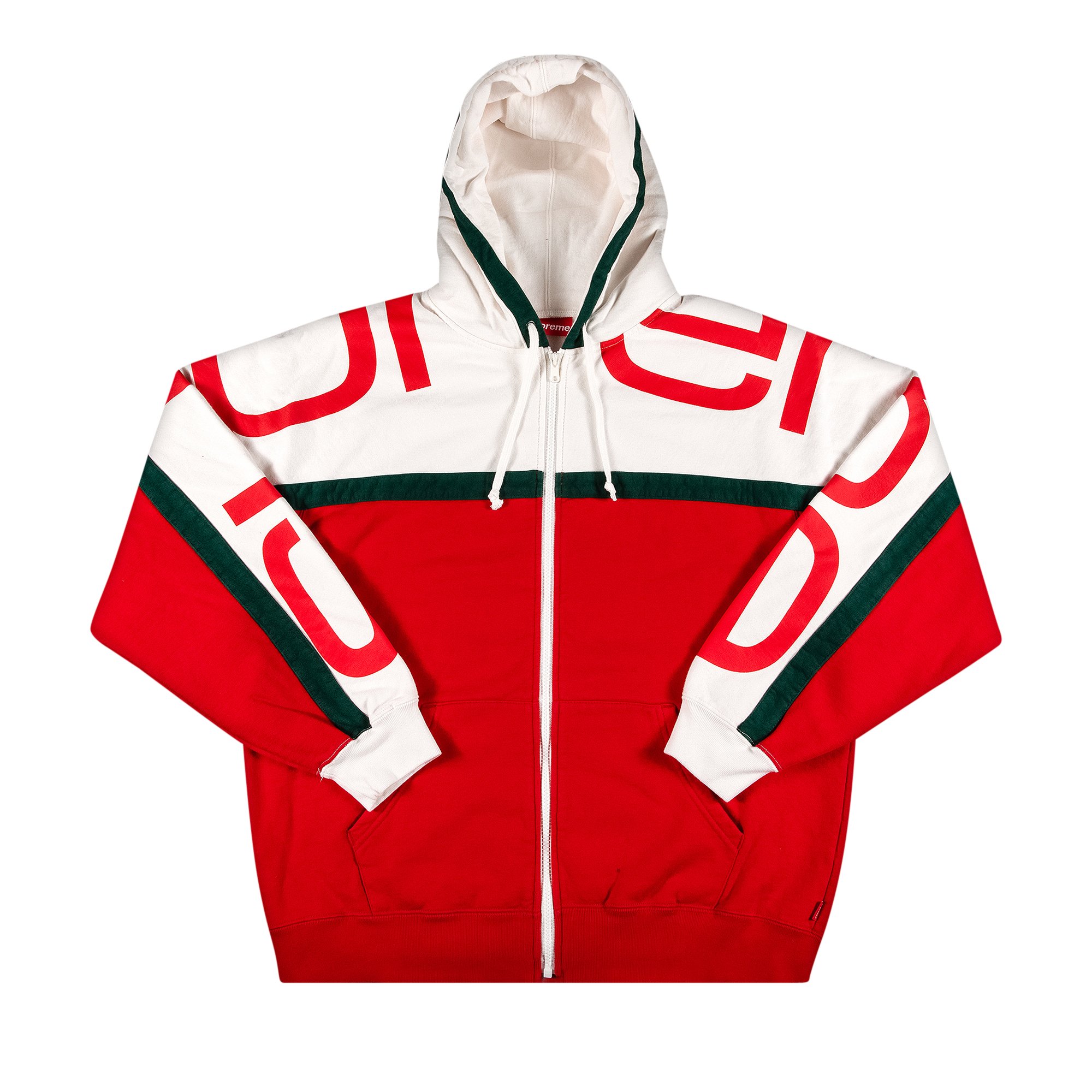 Supreme Big Logo Paneled Zip Up Hooded Sweatshirt 'Red'