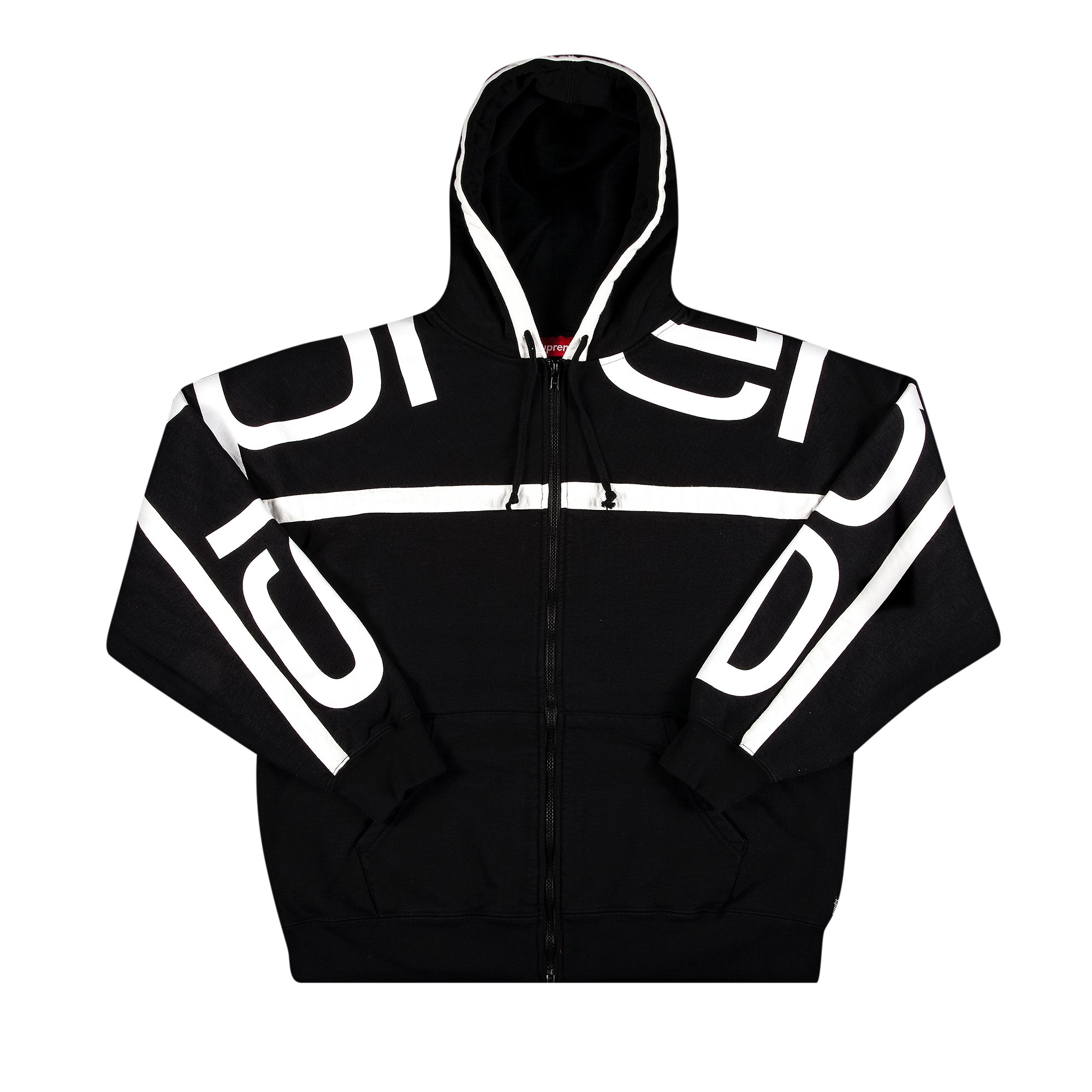 Supreme Big Logo Paneled Zip Up Hooded Sweatshirt 'Black'