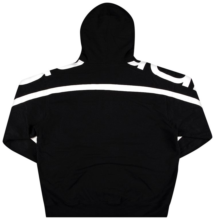 Supreme Big Logo Paneled Zip Up Hooded Sweatshirt Black