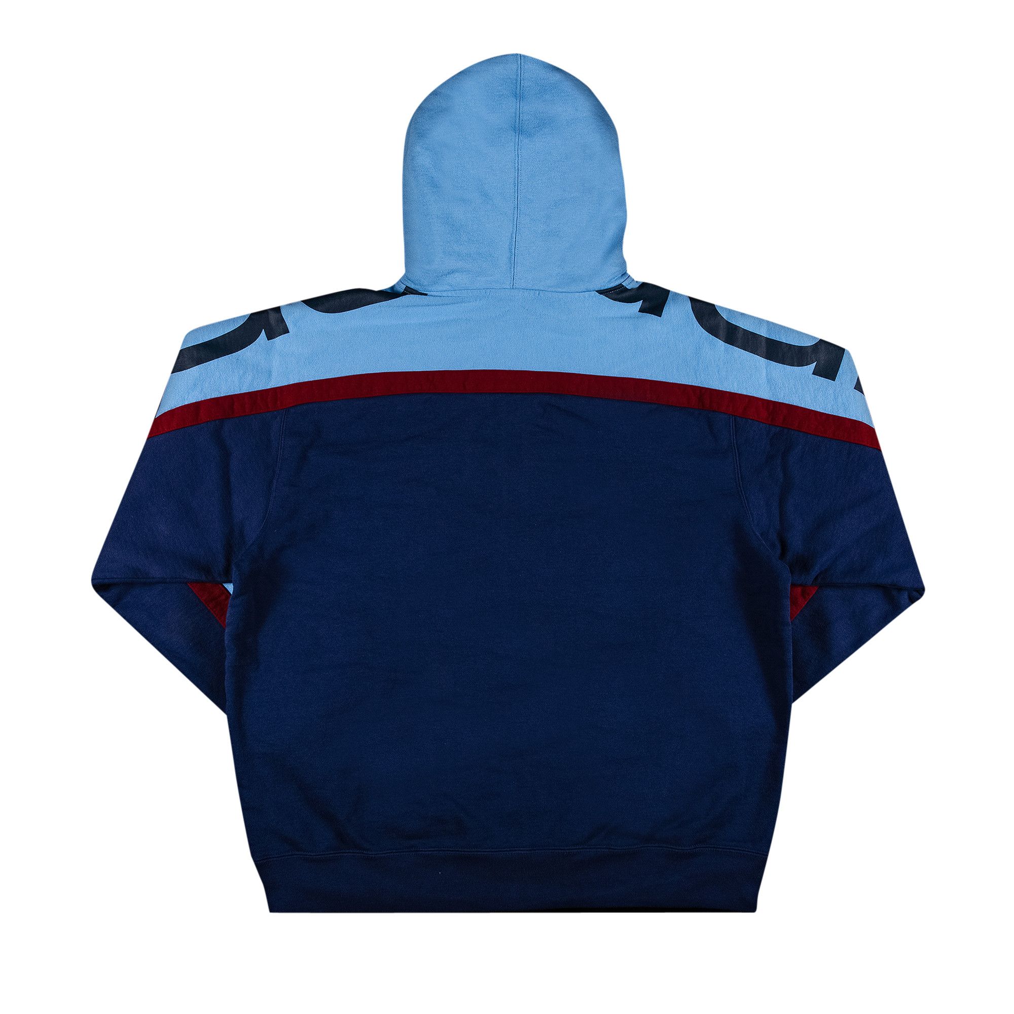 Buy Supreme Big Logo Paneled Zip Up Hooded Sweatshirt 'Navy Buy Supreme Big Logo Paneled Zip Up Hooded Sweatshirt 'Navy