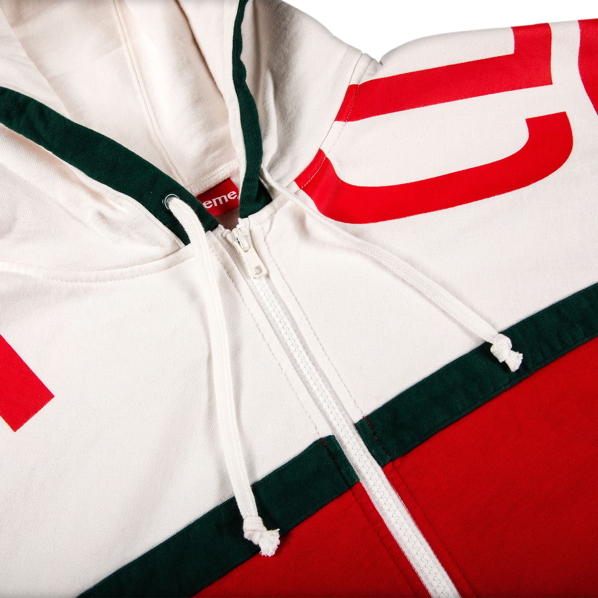 Size xl Supreme Big Logo Paneled Zip Up Hooded Sweatshirt Red