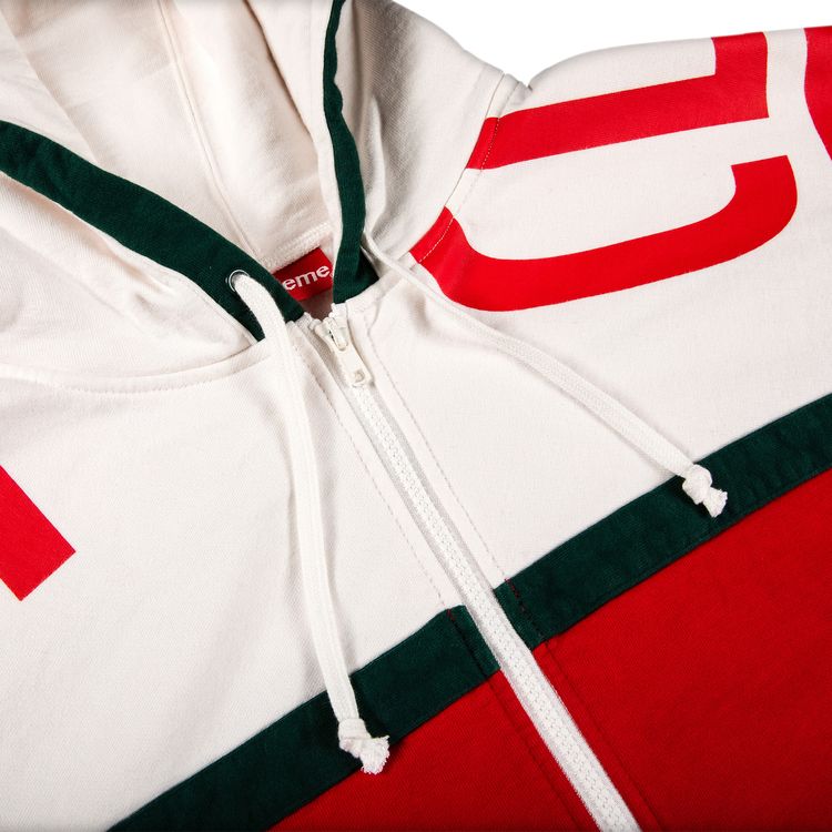Buy Supreme Big Logo Paneled Zip Up Hooded Sweatshirt 'Red