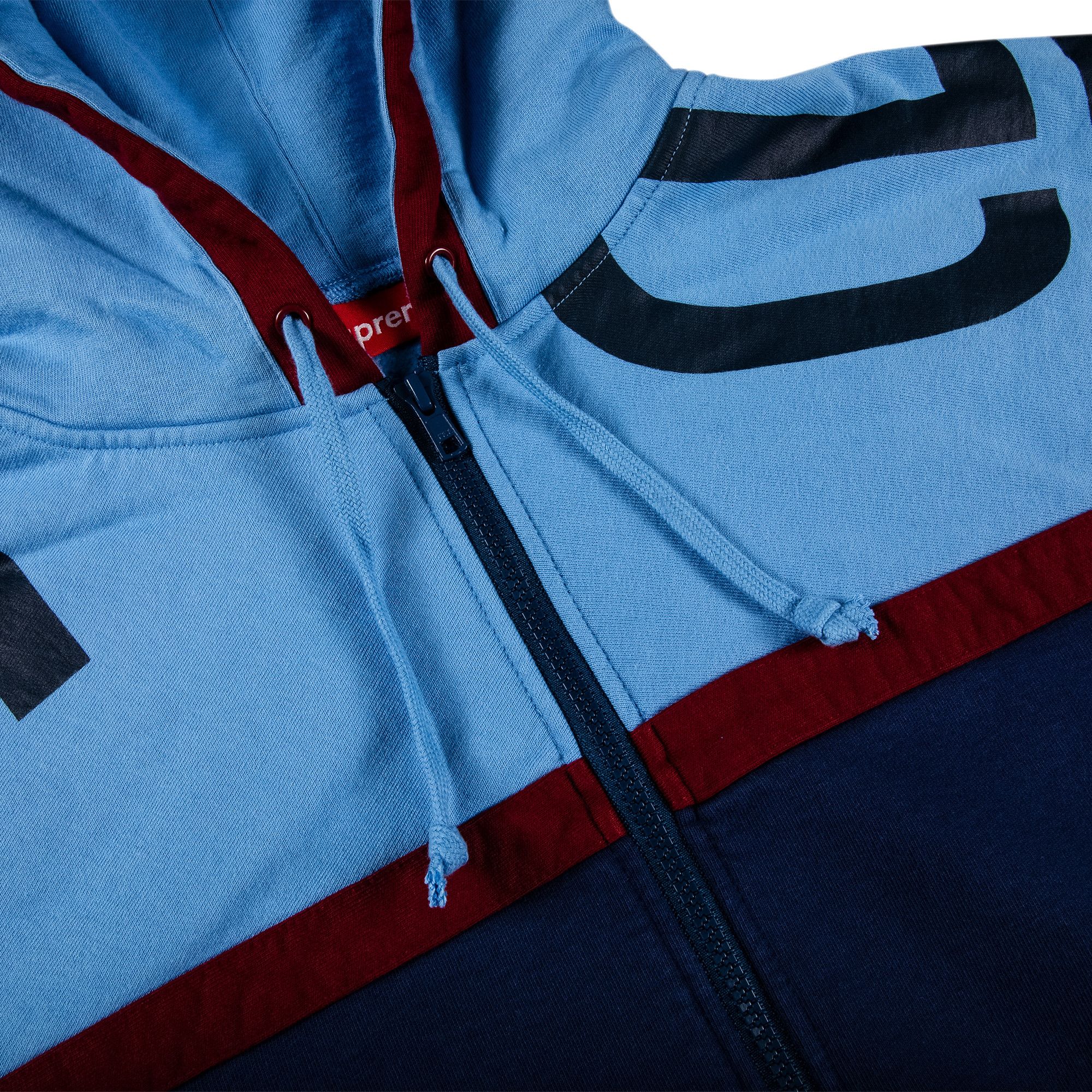 Buy Supreme Big Logo Paneled Zip Up Hooded Sweatshirt 'Navy