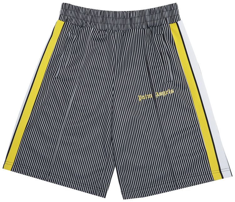 Palm Angels Logo Print Striped Track Short BlackWhite