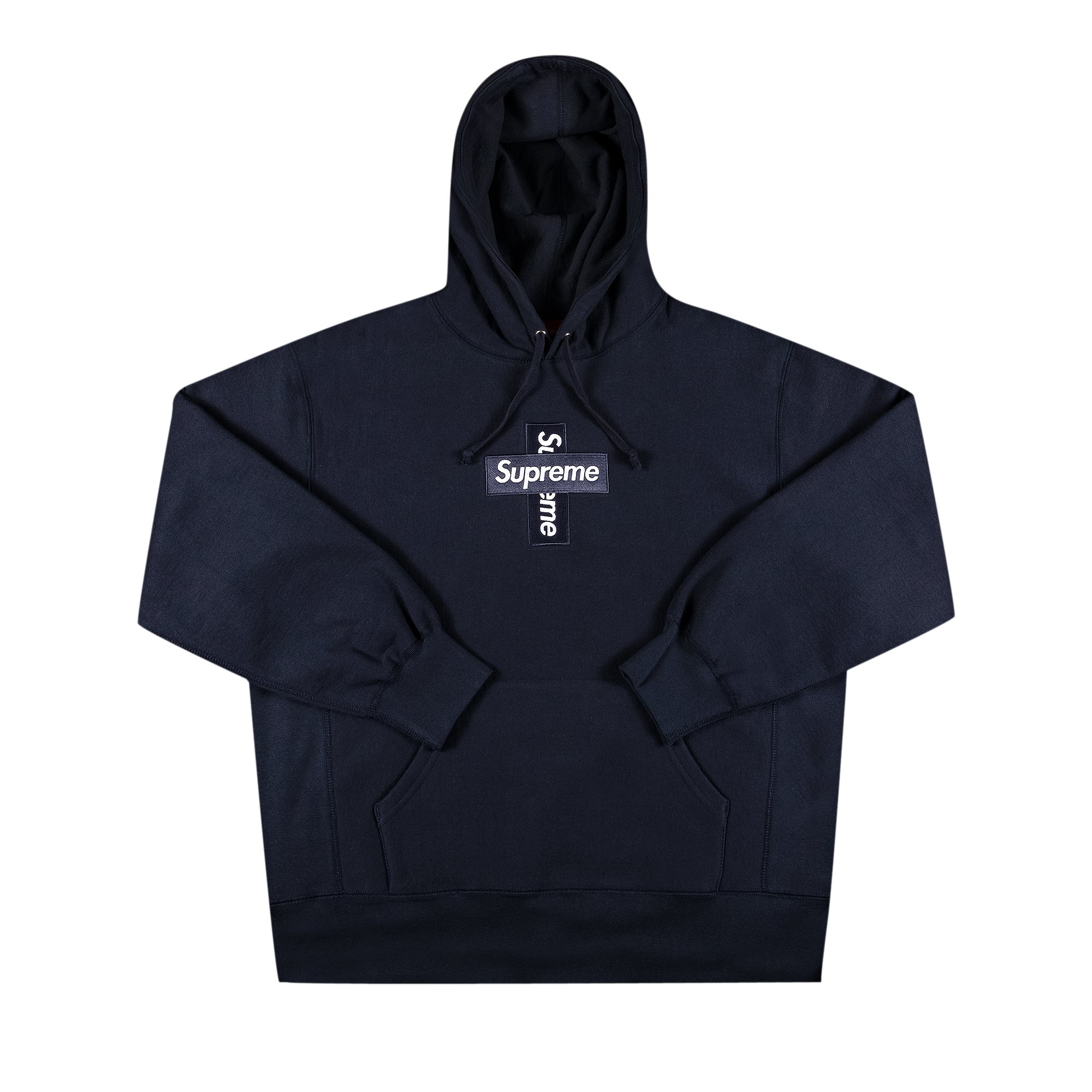 Supreme Cross Box Logo Hooded Sweatshirt 'Navy'