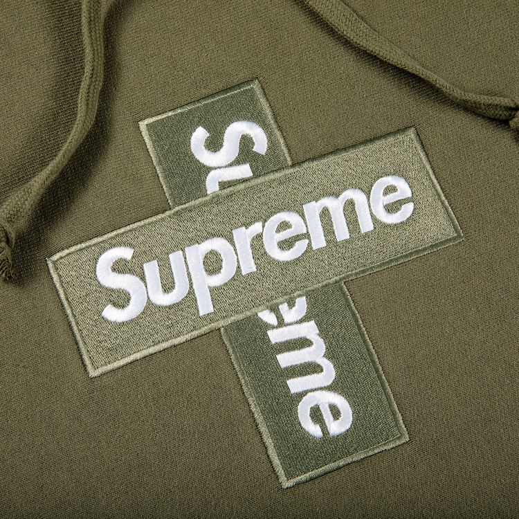 Supreme Cross Box Logo Hooded Sweatshirt Light Olive