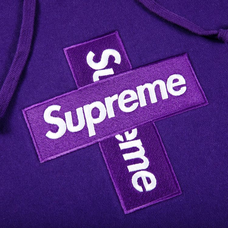 Supreme Cross Box Logo Hooded Sweatshirt Purple