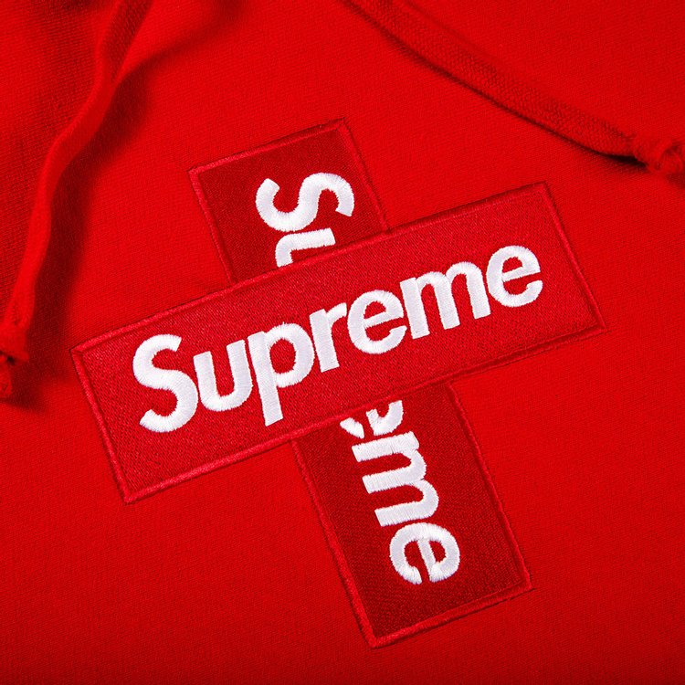 Supreme Cross Box Logo Hooded Sweatshirt Red