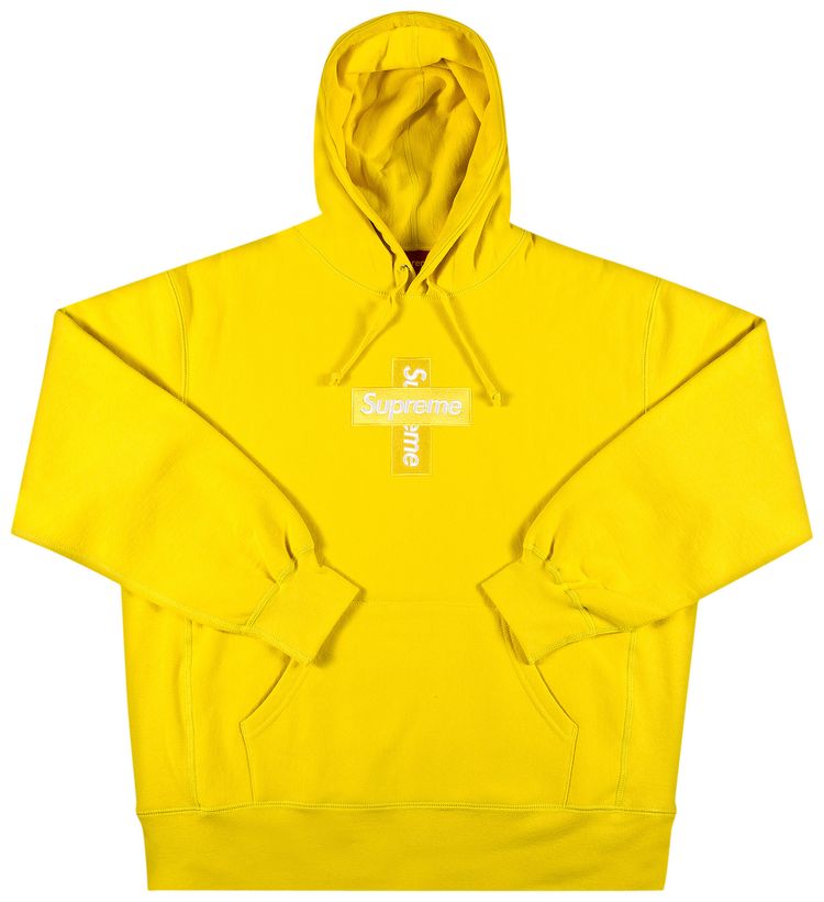 Supreme Cross Box Logo Hooded Sweatshirt Lemon