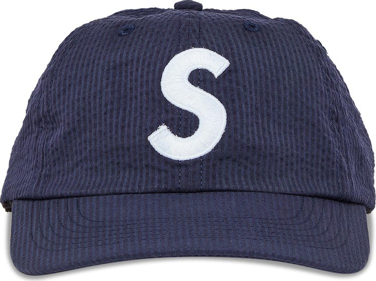 Supreme Seersucker S Logo 6 Panel Navy