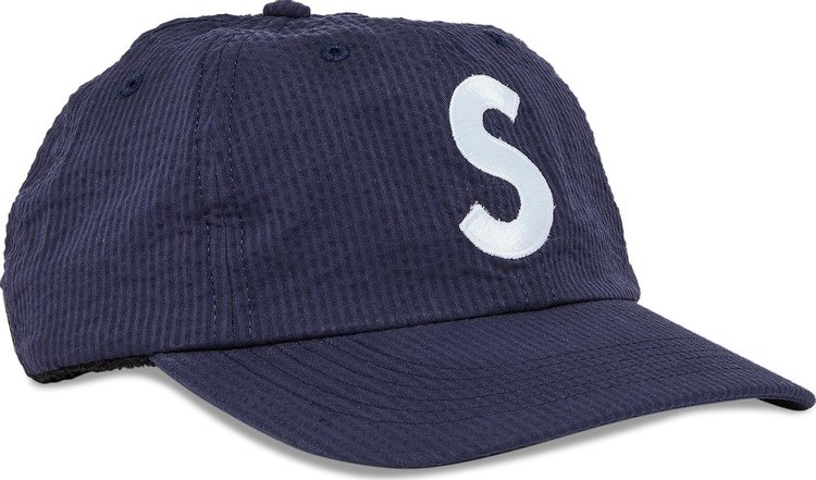 Supreme Seersucker S Logo 6 Panel Navy