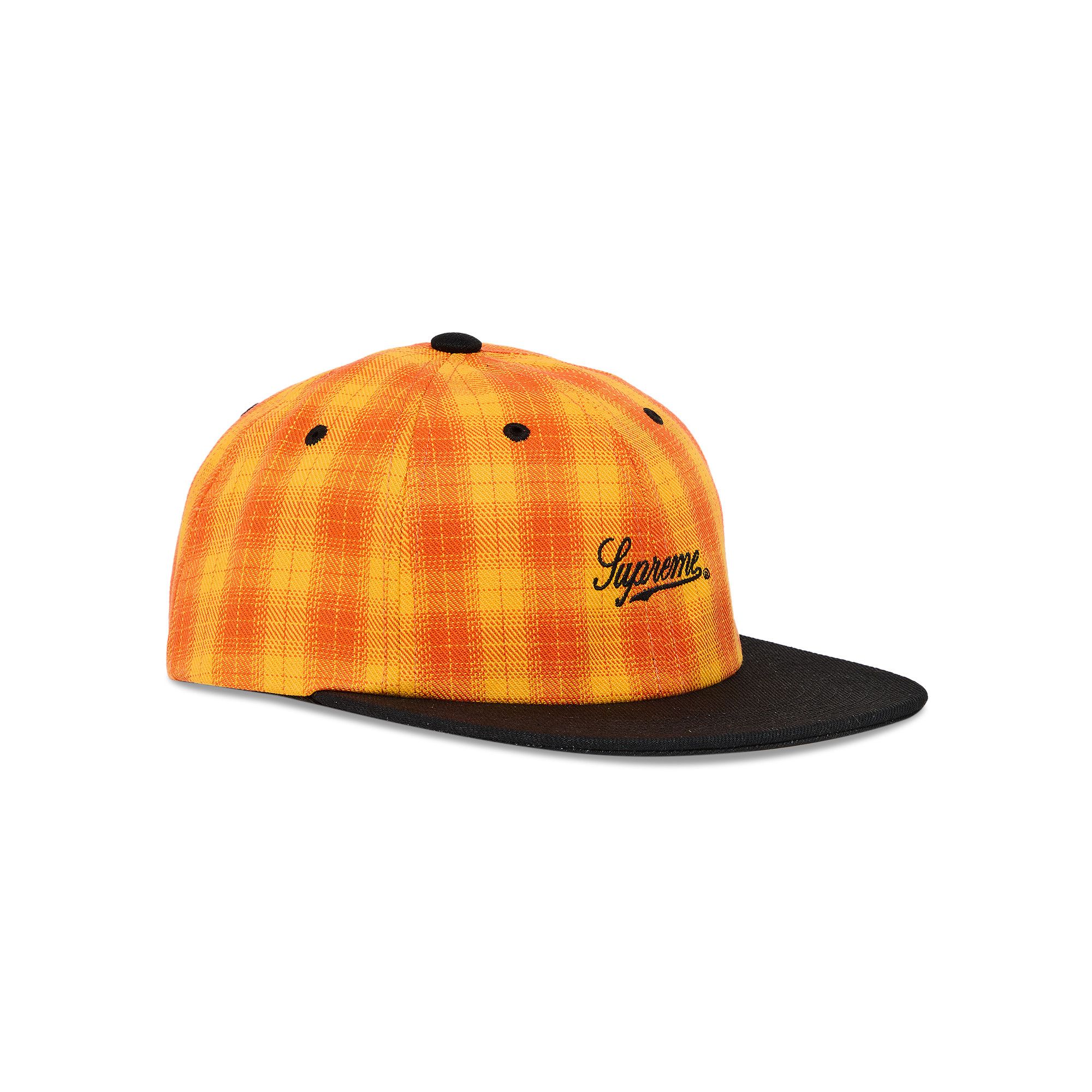Supreme Script Logo 6-Panel Blue Plaid 青