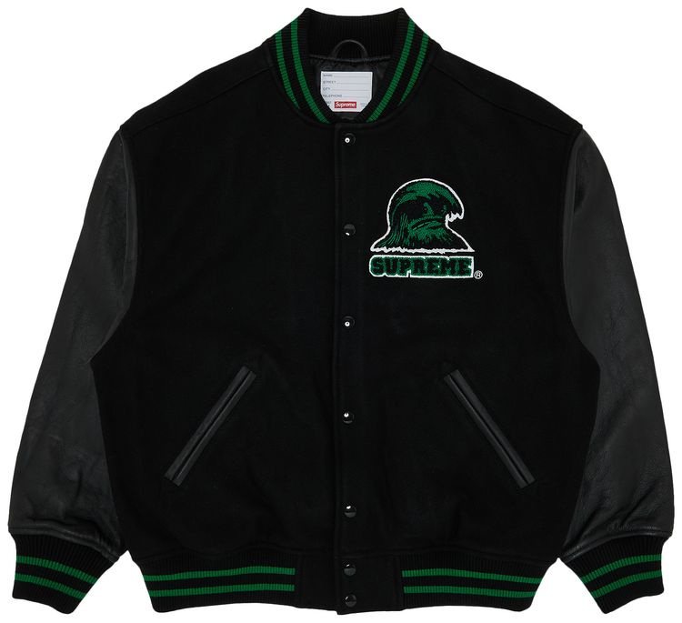 Supreme Wave Varsity Jacket Black