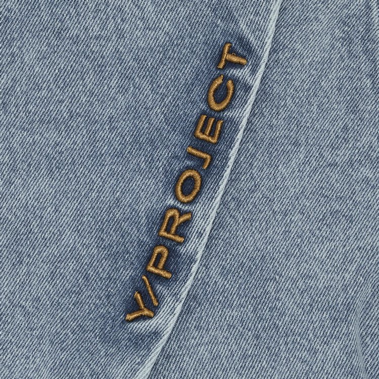 YProject Pinched Logo Denim Windbreaker Ice Blue