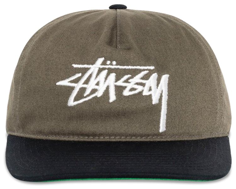 Stussy Mid Depth Big Stock Snapback Cap Olive