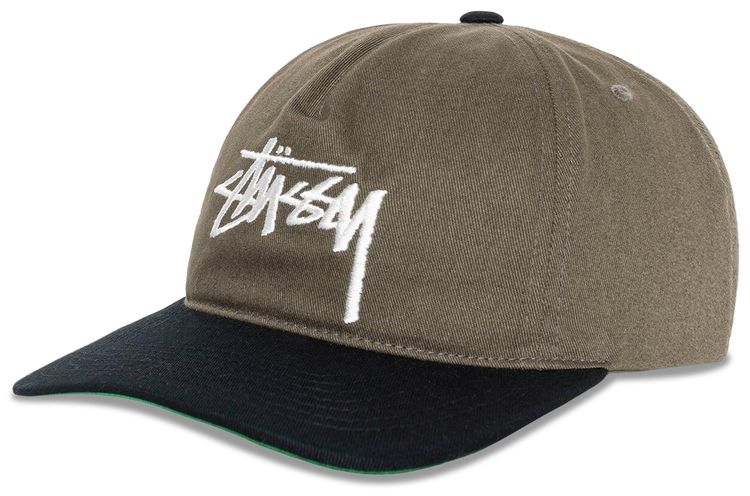 Stussy Mid Depth Big Stock Snapback Cap Olive