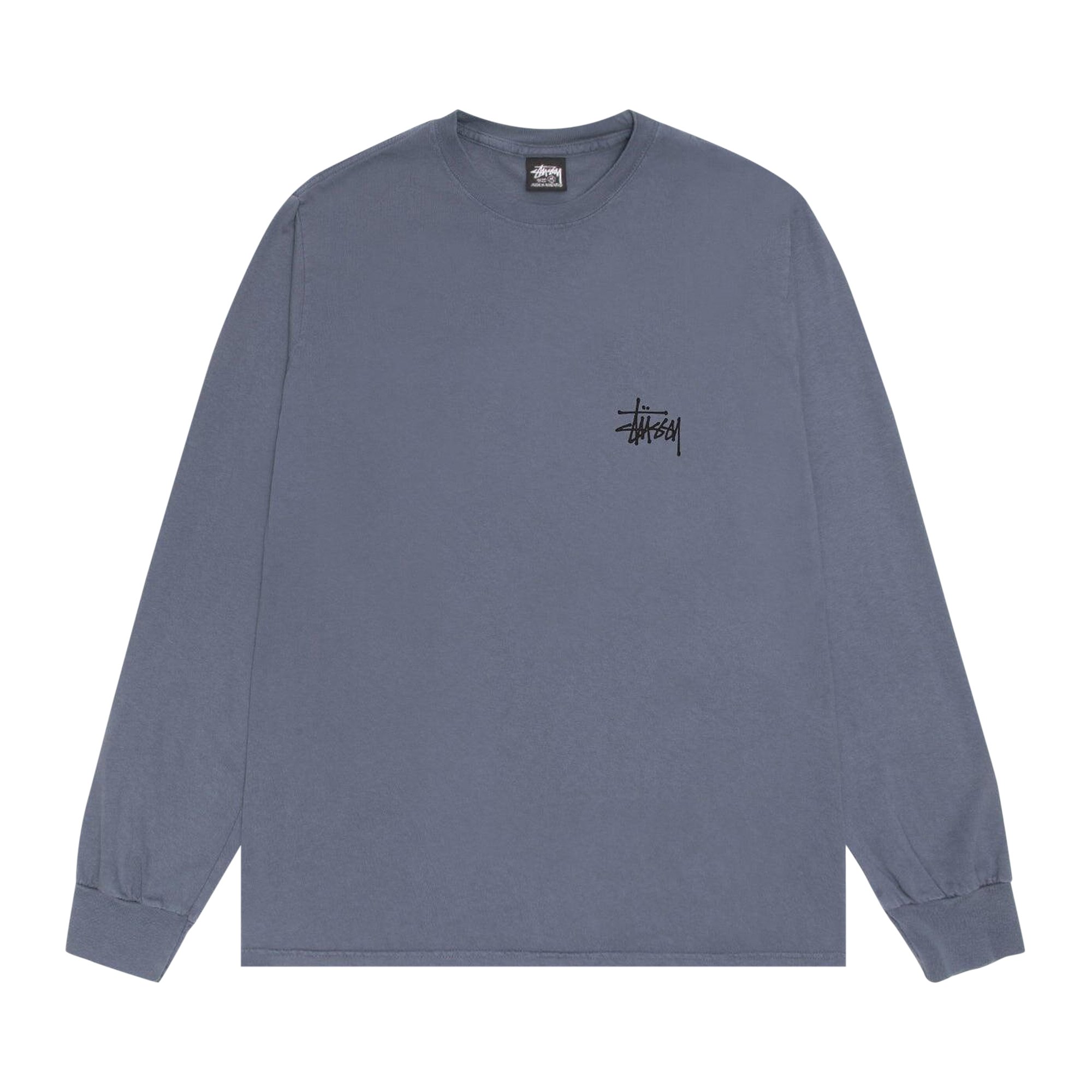 Buy Stussy Basic Pigment Dyed Long-Sleeve Tee 'Indigo' - 1995001 INDI | GOAT