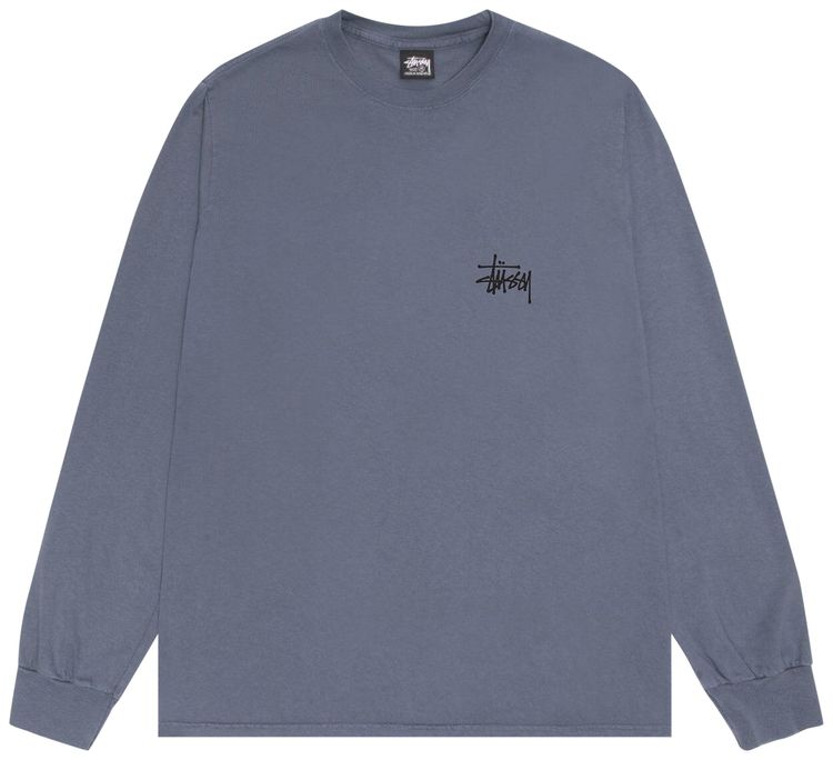 Stussy Basic Pigment Dyed Long Sleeve Tee Indigo