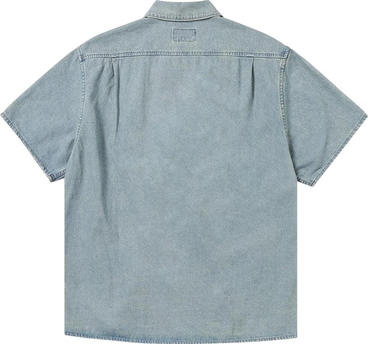 thisisneverthat Washed Denim Zip Short Sleeve Shirt Washed Blue