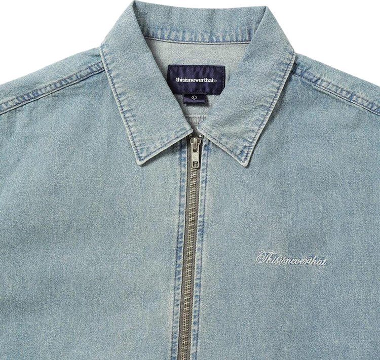 thisisneverthat Washed Denim Zip Short Sleeve Shirt Washed Blue