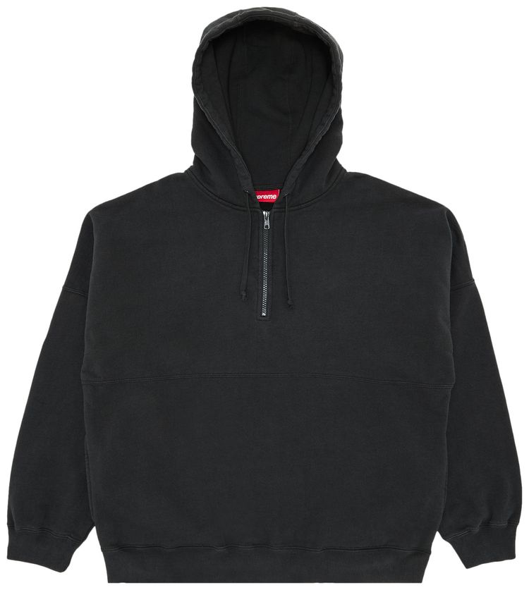 Supreme Wrapped Half Zip Hooded Sweatshirt Washed Black