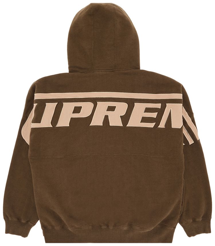 Supreme Wrapped Half Zip Hooded Sweatshirt Dusty Brown