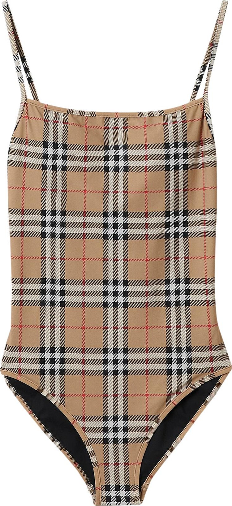 Burberry Check Print One-Piece Swimsuit 'Archive Beige IP Check'