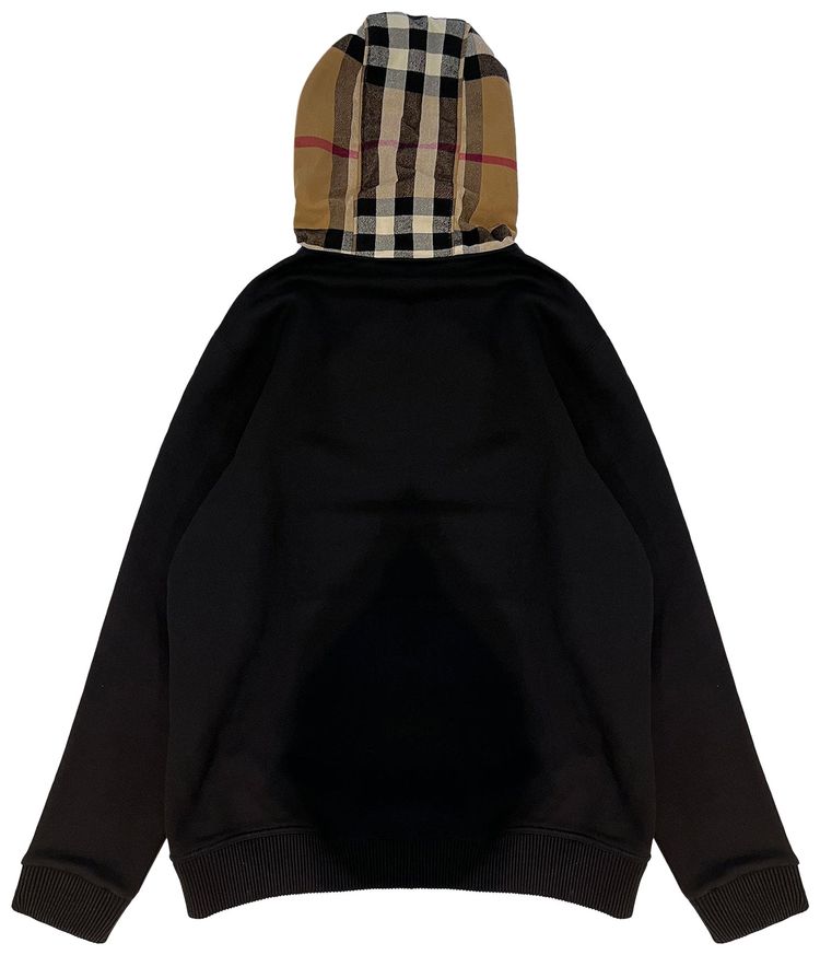 Burberry Hoodie With Check Hood Black