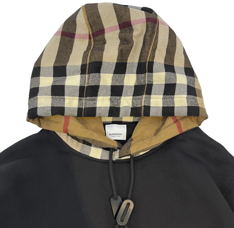 Burberry Hoodie With Check Hood Black