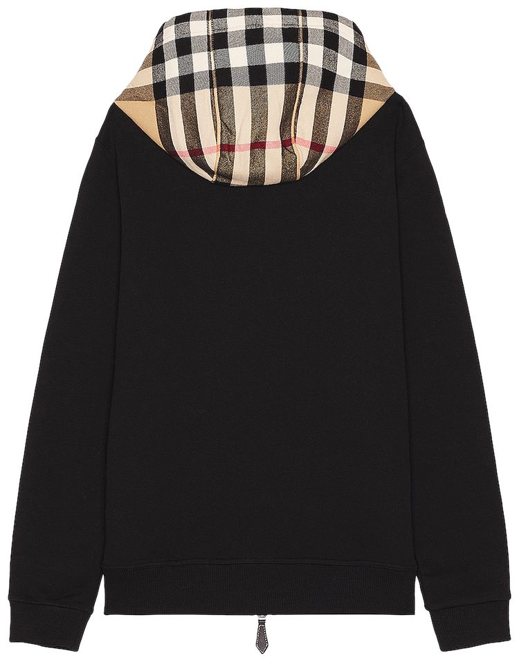Burberry Check Pattern Hoodie Black
