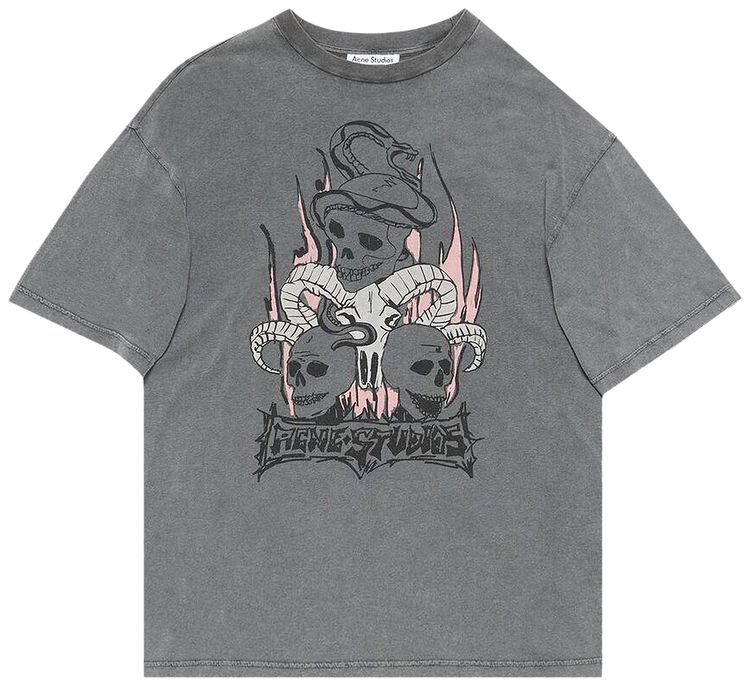 Acne Studios Print T Shirt Faded Black