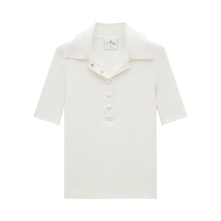 Courrèges Iconic Rib Knit Polo 'Heritage White'