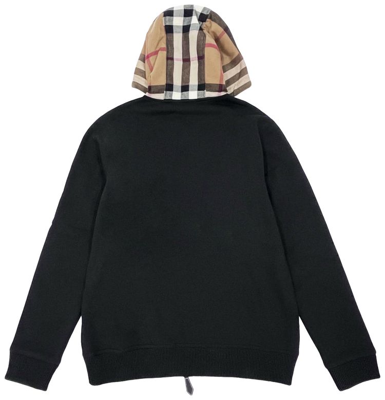 Burberry Check Hood Blend Zip Hoodie Black