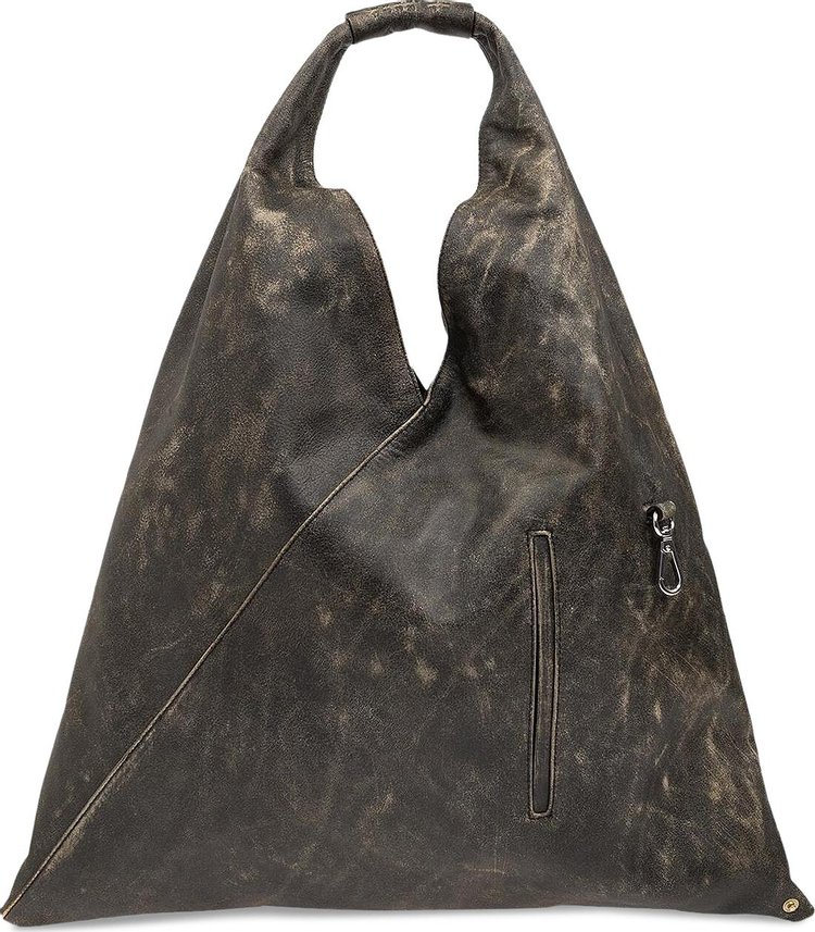 MM6 Maison Margiela Circular Leather Handbag 'Black/Almond Buff'