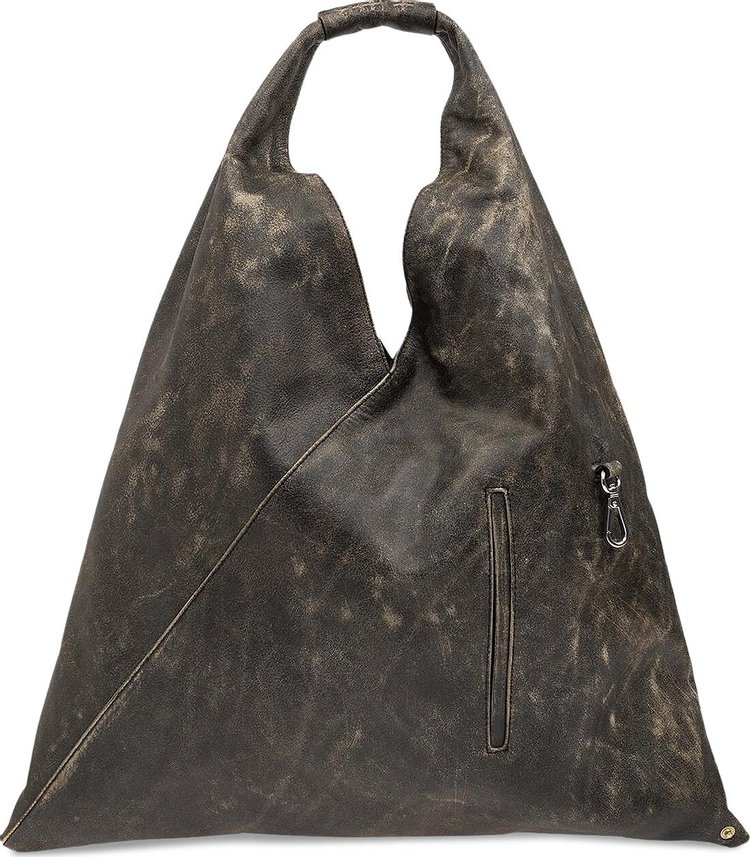 MM6 Maison Margiela Circular Leather Handbag BlackAlmond Buff