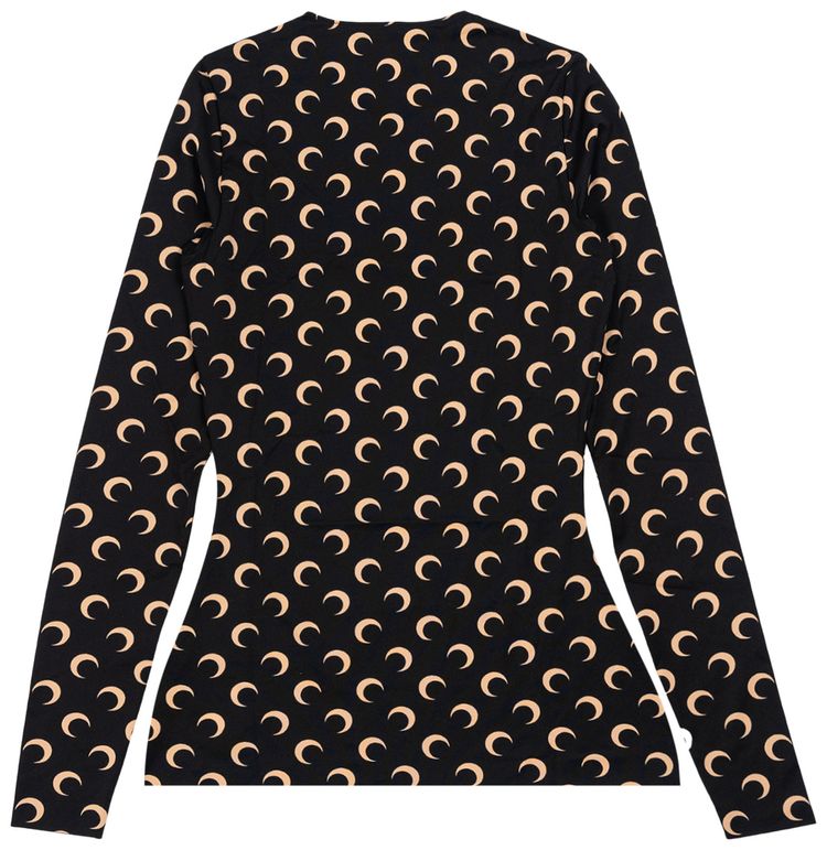 Marine Serre Regenerated All Over Moon Jersey Long Sleeve Tee Inverse Tan