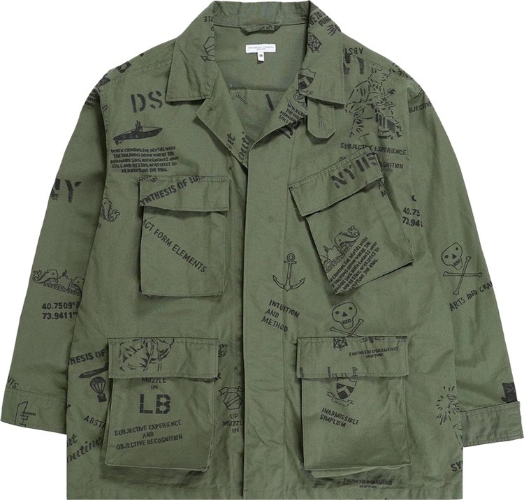 Engineered Garments BDU Jacket KhakiGraffiti Print