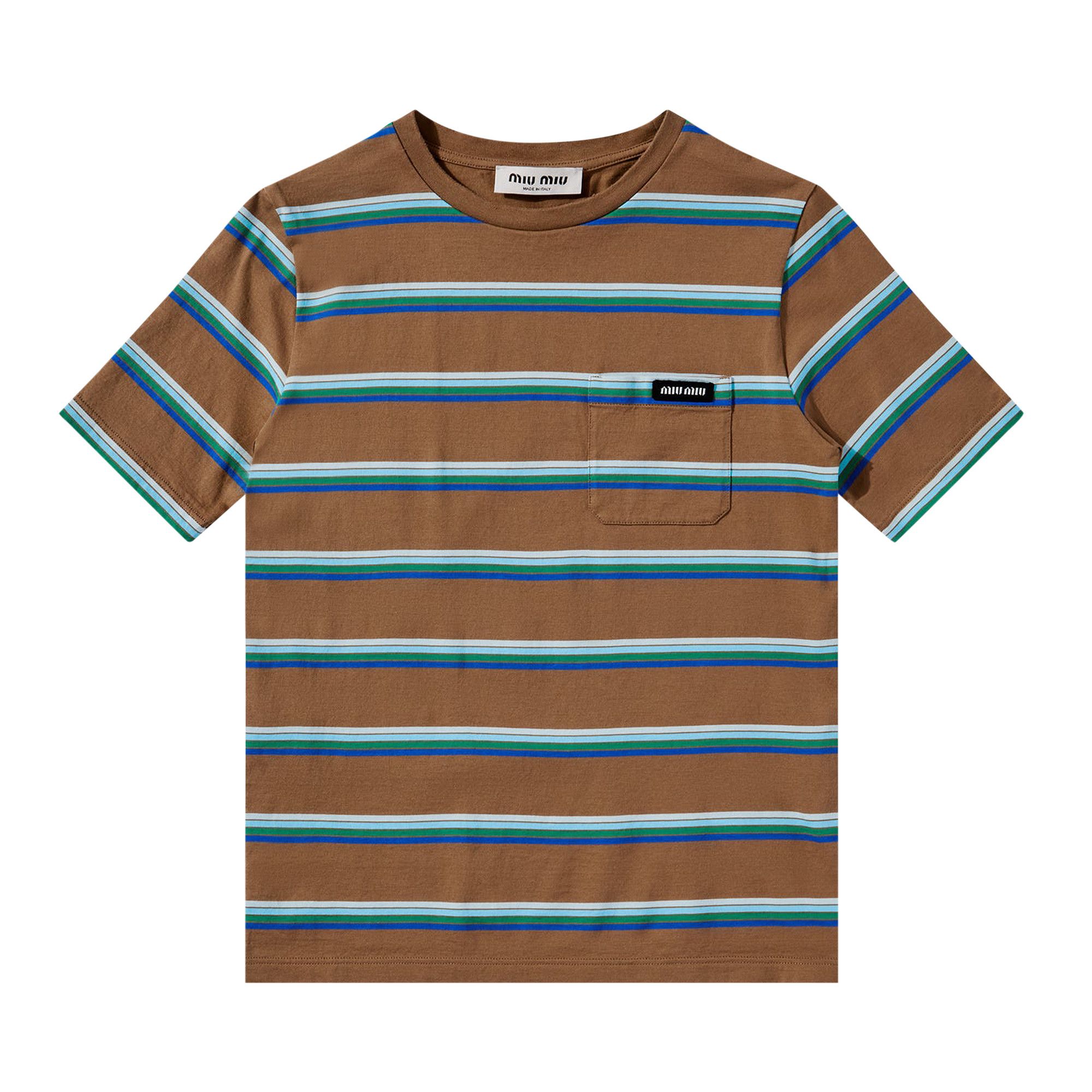 ブランド雑貨総合 Buy MJN537 - 'Tabacco/Bluette/Green' T-Shirt Jersey Miu Miu トップス