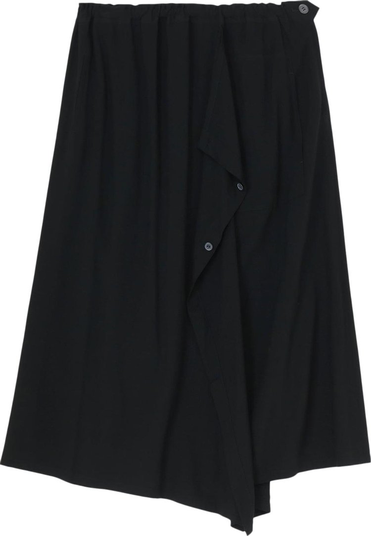 Ys Rayon Mid Length Skirt Black