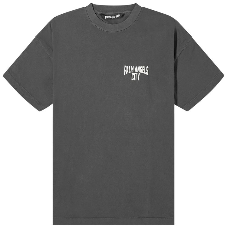 Palm Angels City Washed Tee Dark Grey White