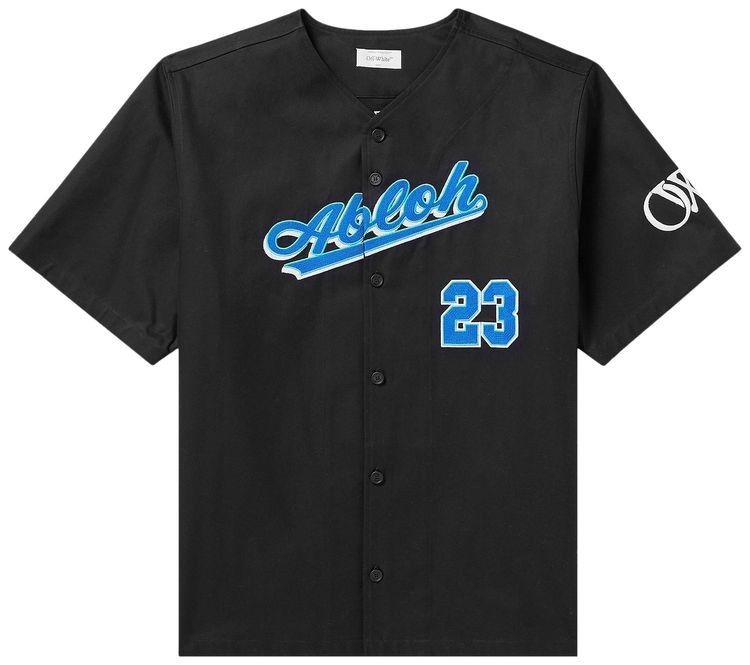 Off White Baseball Short Sleeve Shirt Reflex Blue
